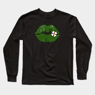 Shenanigans Squad St. Patricks Day green lips Long Sleeve T-Shirt